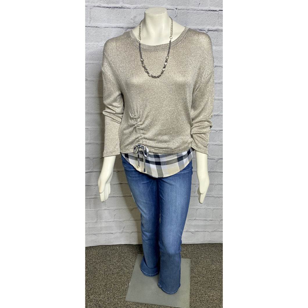 Side Tie Layer Taupe Blouse
