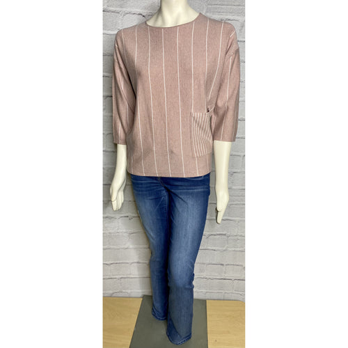Striped Pocket Rose Spring Sweater