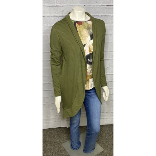 Lightweight Ribbed Olive Cardigan