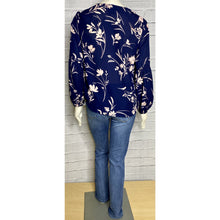 Load image into Gallery viewer, Navy and Rose Pink Floral Blouse
