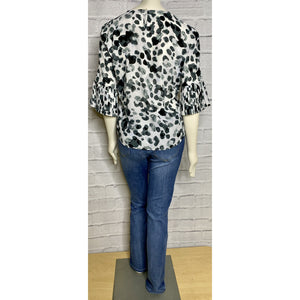 Ruffle Sleeve Animal Print Blouse