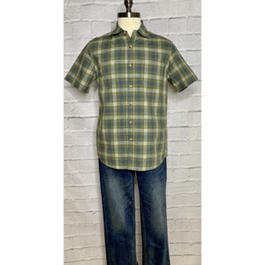 Crosshatch Slub Faded Olive Button Up