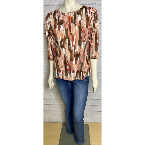 Peach Abstract Print Top