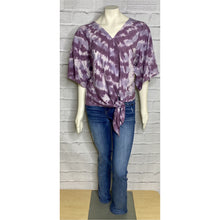 Load image into Gallery viewer, Tie Dye V-Neck Tie Blouse
