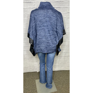 Space Dye Leather Trim Poncho