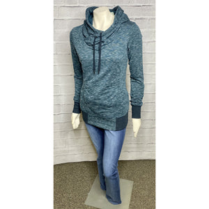 Cowl Neck Space Dye Teal Top