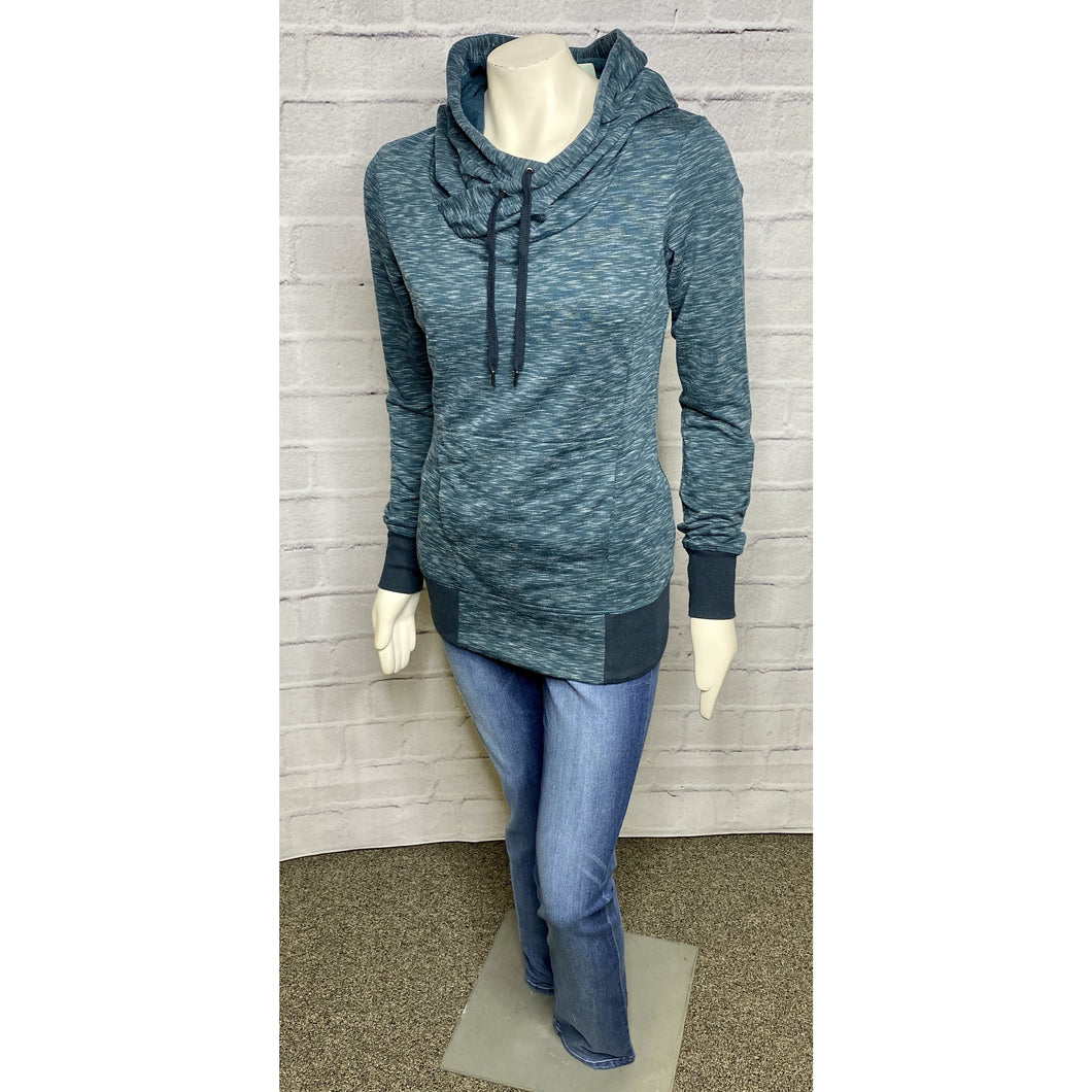 Cowl Neck Space Dye Teal Top