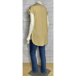 Striped Split Side Mustard Knit