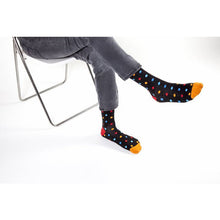 Load image into Gallery viewer, Men&#39;s Black Sky Dot Socks