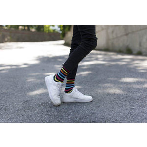 Men's Black Rainbow Stripe Socks