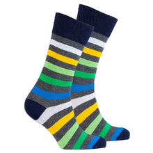 Load image into Gallery viewer, Men&#39;s Grey Emerald Stripe Socks